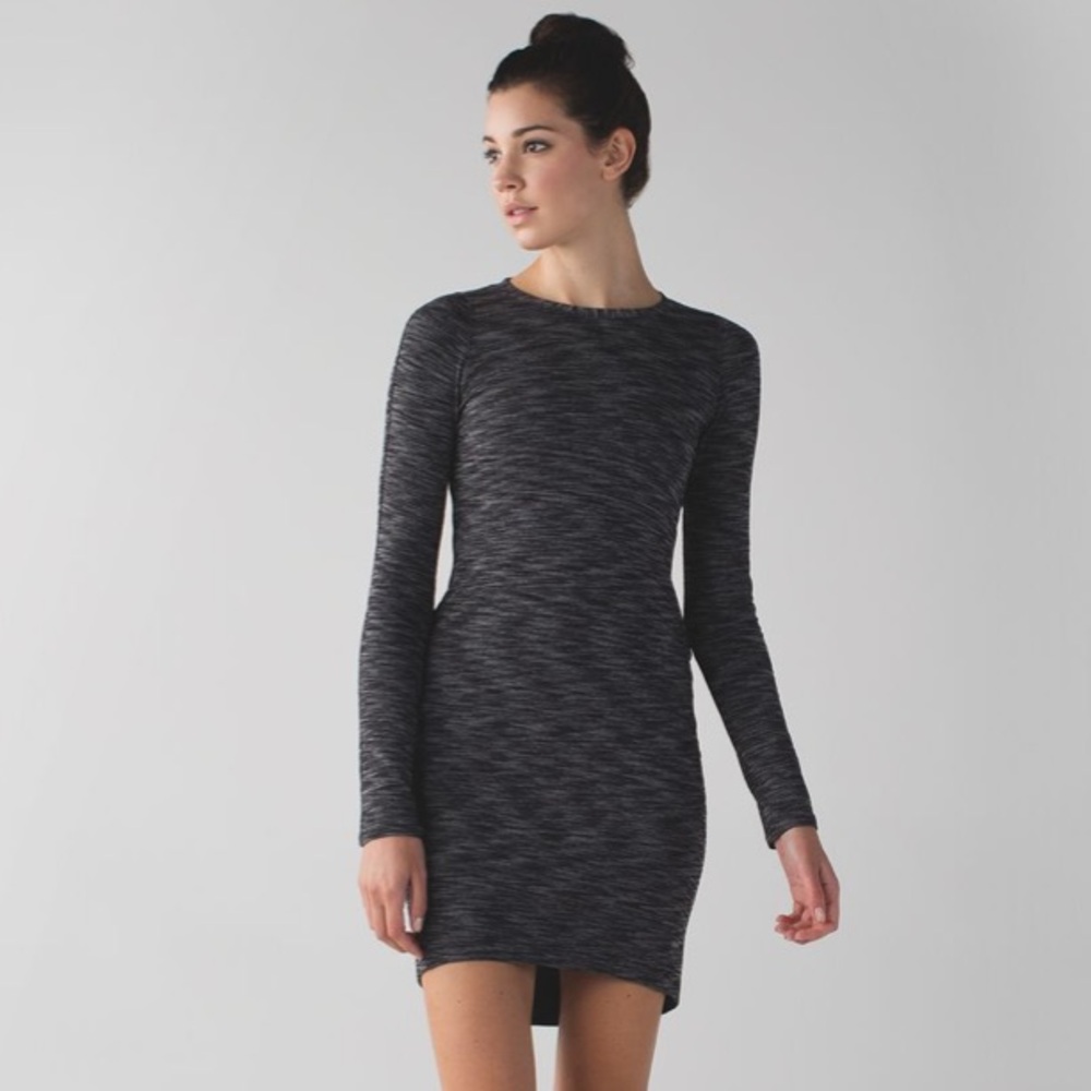 lululemon athletica Heathered Black & Gray Long Sleeve Bodycon Dress